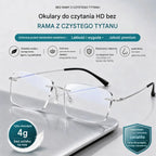 👓 Wysokiej jakości, niezwykle lekkie i przejrzyste profesjonalne okulary bezramkowe z ochroną przed niebieskim światłem. Wzornictwo unisex.