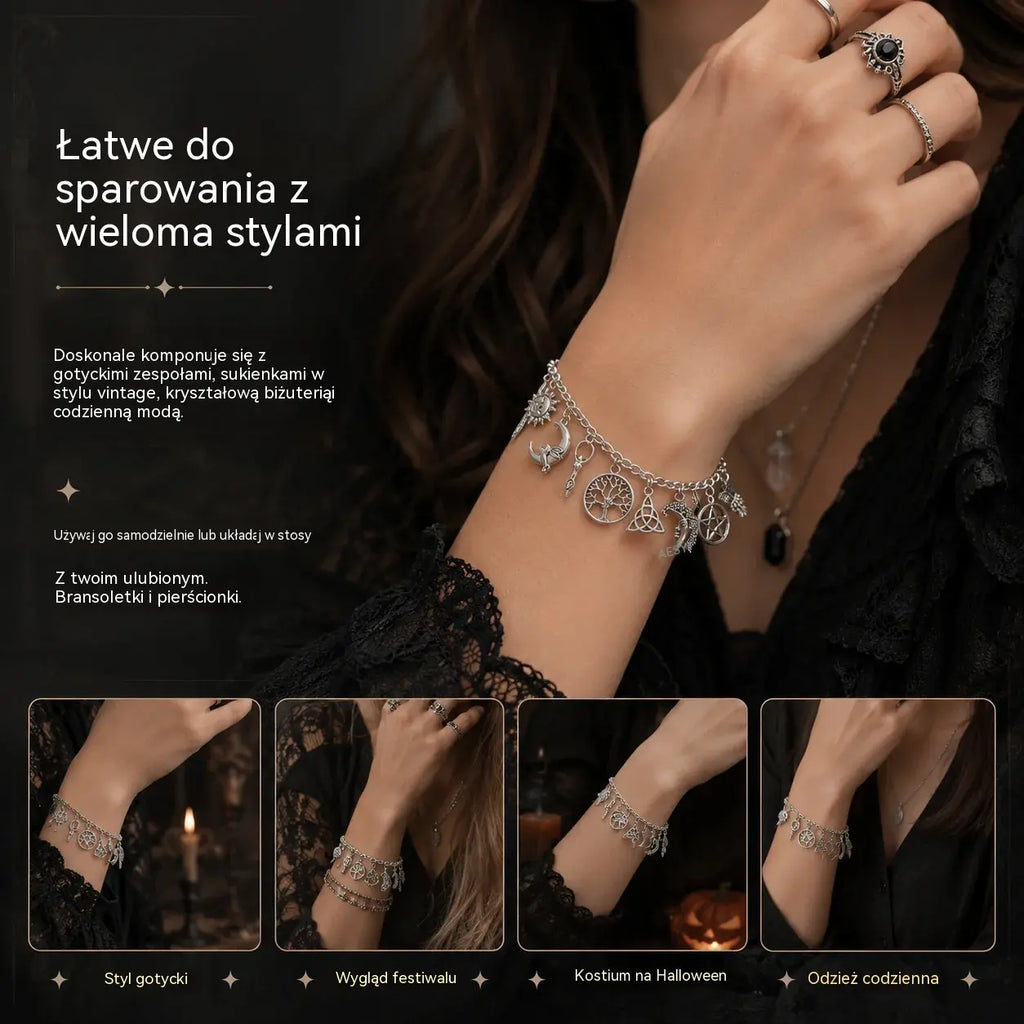 Kup 1, drugą otrzymasz GRATIS!  Regulowana bransoletka vintage z mistycznymi zawieszkami dla kobiet