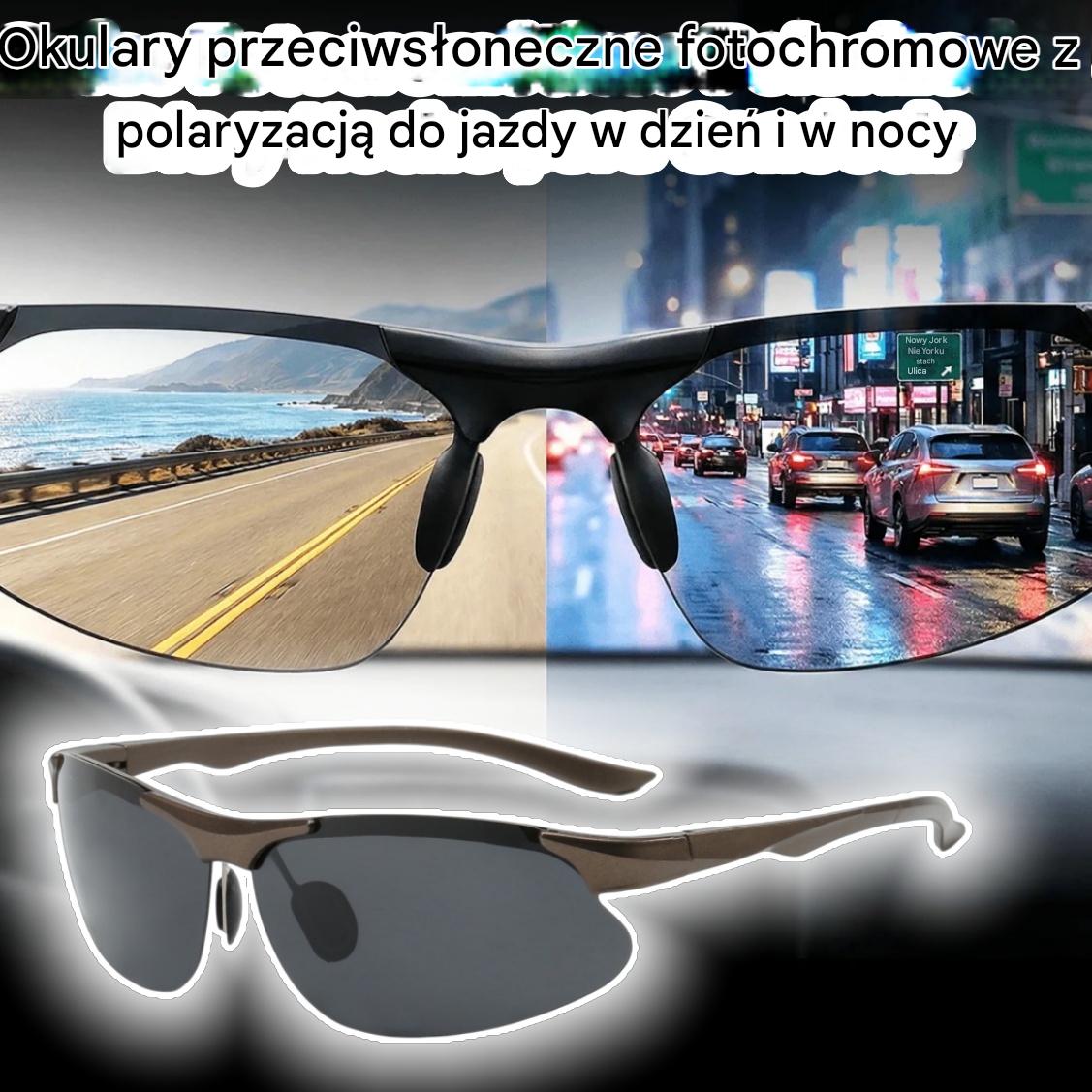 🕶️ Okulary polaryzacyjne fotochromowe do jazdy w dzień i w nocy