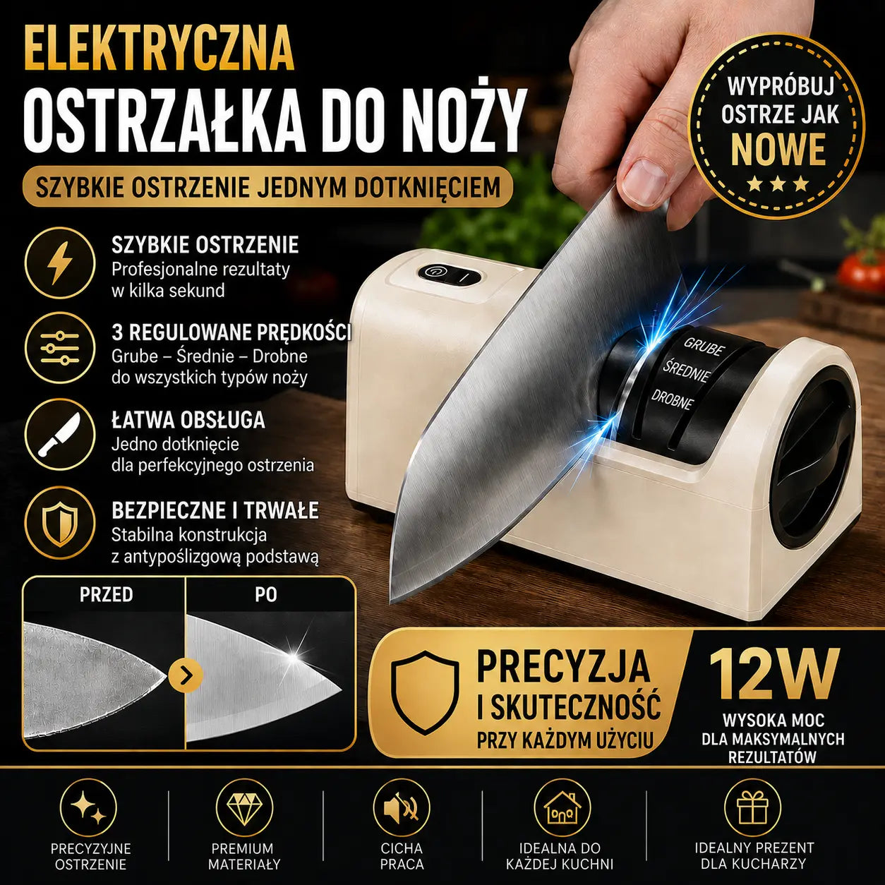 Ograniczona czasowo zniżka 40%!  Wielofunkcyjna bezprzewodowa elektryczna ostrzałka do noży, akumulatorowa