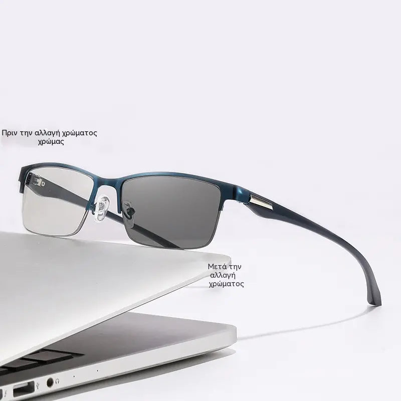Nowe okulary do czytania półoprawkowe dla osób w średnim i starszym wieku, z funkcją zoom, multifocal, światłoczułe, fotochromowe i blokujące niebieskie światło