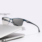 Nowe okulary do czytania półoprawkowe dla osób w średnim i starszym wieku, z funkcją zoom, multifocal, światłoczułe, fotochromowe i blokujące niebieskie światło