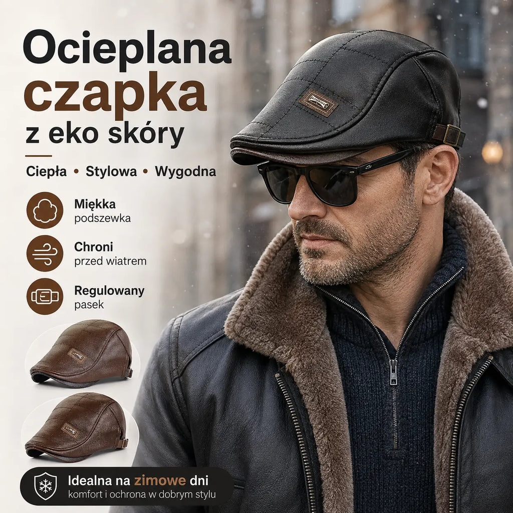 🧢Nowy, wysokiej jakości, skórzany beret na jesień i zimę w stylu retro