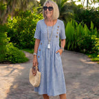 👗🏕️【S-2XL】Lekka i zwiewna sukienka midi w paski