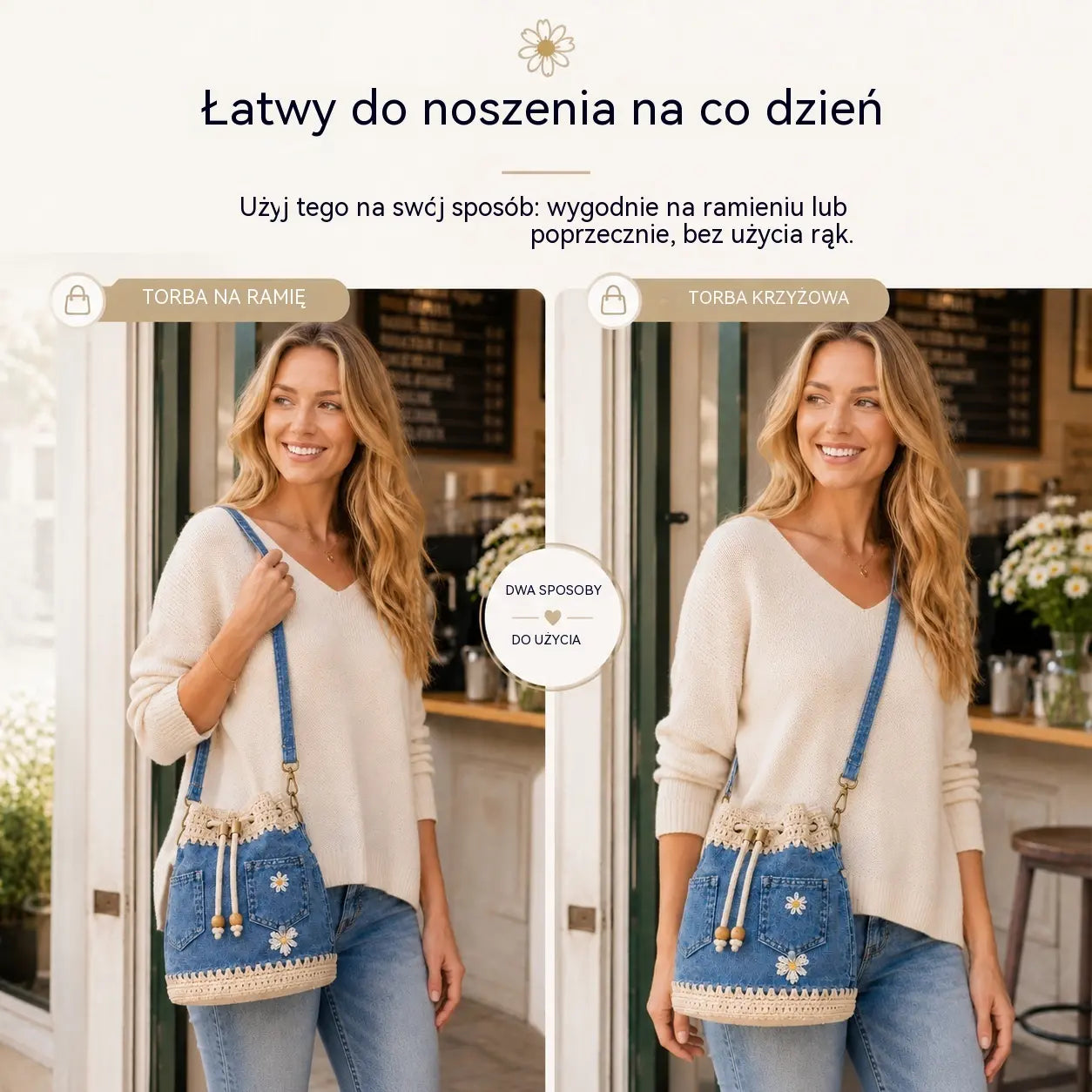 45% OFF!  Tkana torba jeansowa w stylu boho, która dopełni każdą stylizację ✨