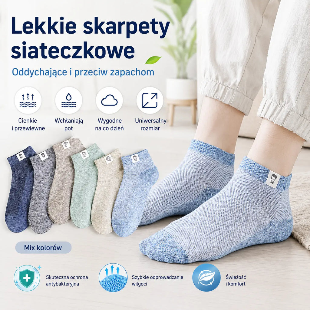 10 par 🧦Męskie oddychające skarpetki antybakteryjne i odporne na zapachy