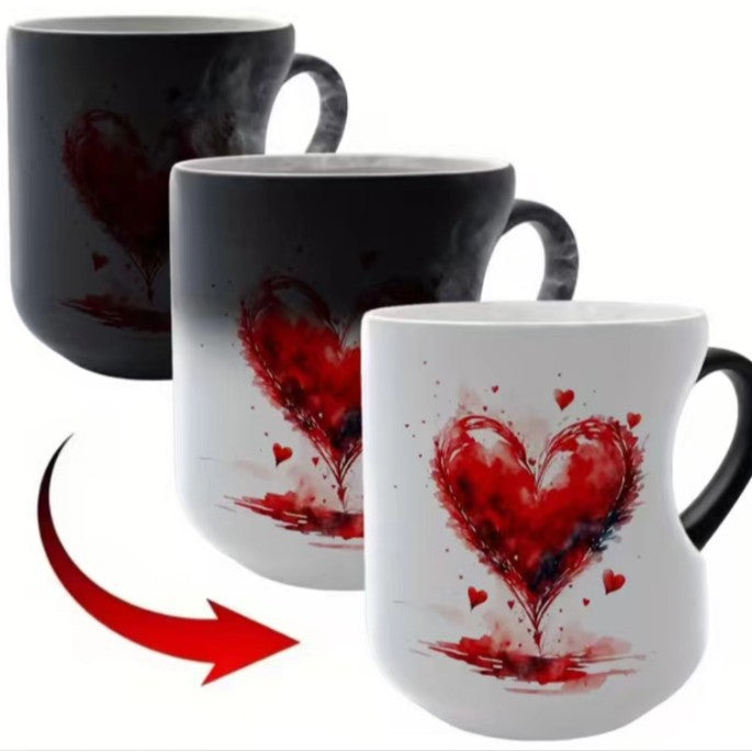 📢📢50% zniżki- Ceramiczny kubek na Walentynki z uchwytem w kształcie serca, który zmienia kolor