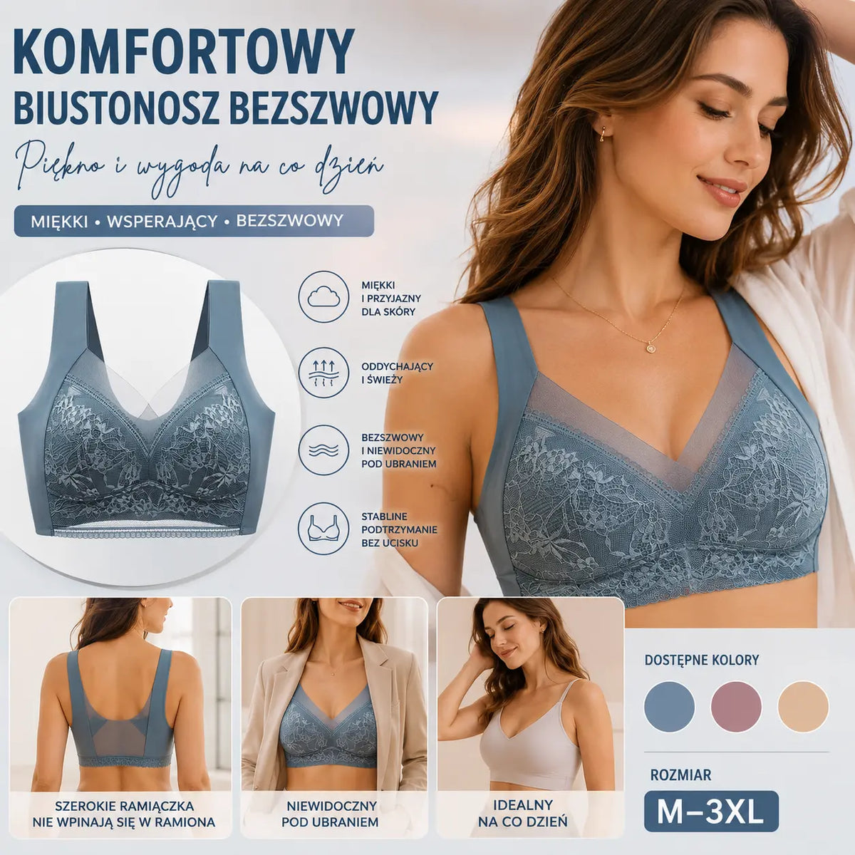Kup dwa, a dwa dostaniesz gratis.4 sztuki 【40-110 KG】Damski wygodny, bezszwowy koronkowy biustonosz
