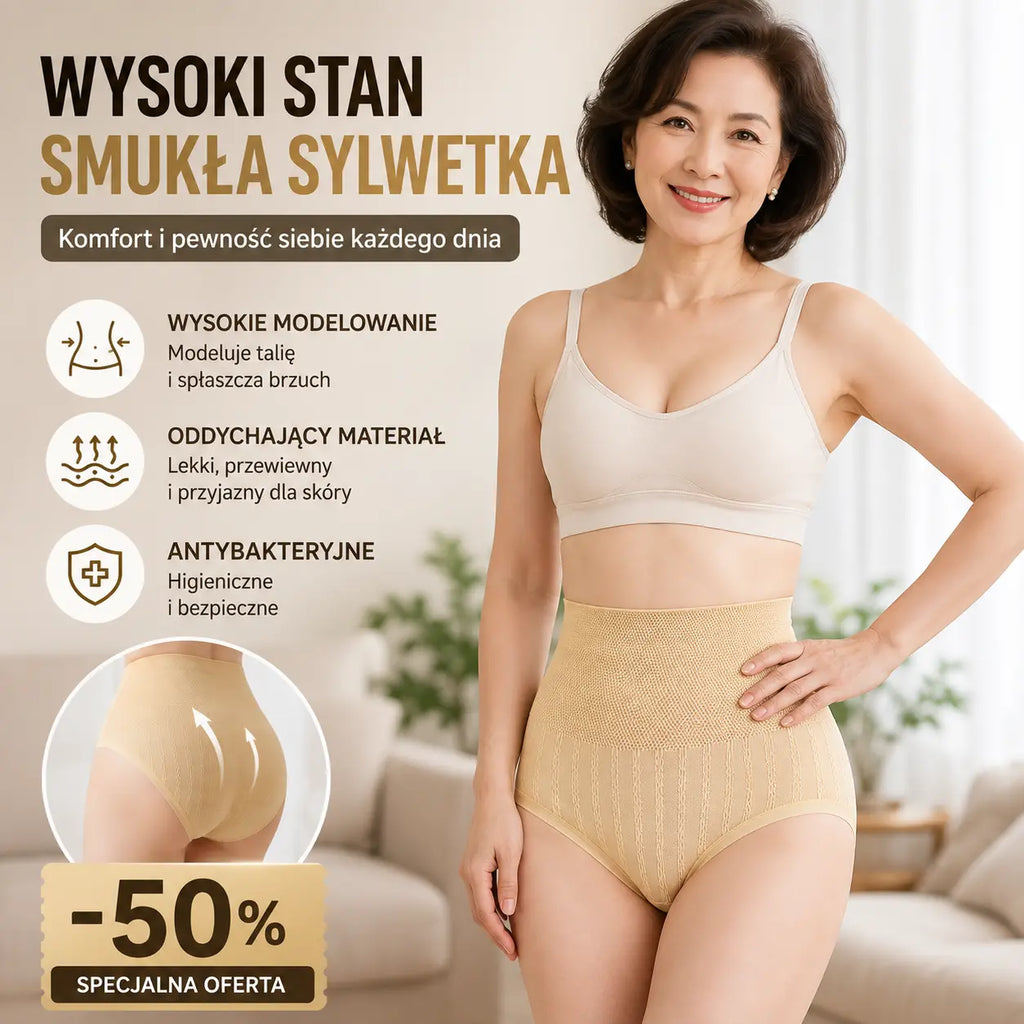 【8 sztuk】🔥 Ostatni dzień - 50% zniżki - Antybakteryjne majtki z wysokim stanem wyszczuplające brzuch