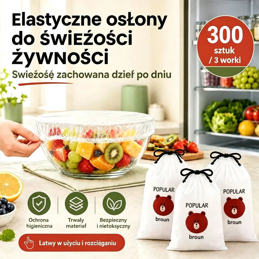 (300 sztuk) Tylko 109 złotych 🍽️ Bardzo duża, gruba, antybakteryjna plastikowa osłona spożywcza