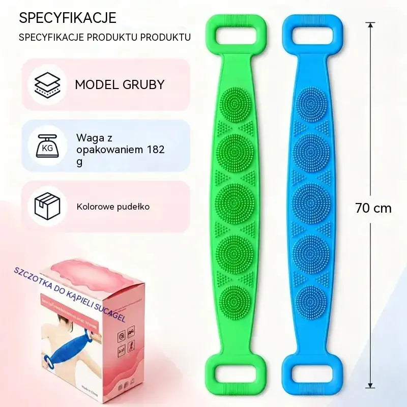 🛁 Kup 1, a 1 otrzymasz GRATIS – Dwustronna silikonowa rękawica kąpielowa – bardzo długa rękawica do peelingu ciała, która ułatwia dokładne mycie pleców