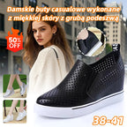【34-41】Lato 2026 damskie buty na co dzień z miękkiej skóry z grubą podeszwą