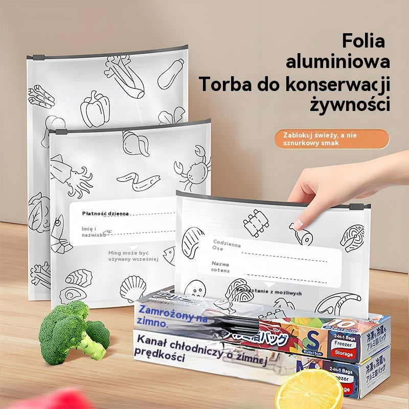 [60 torebek] Aluminiowa torba spożywcza z zamknięciem strunowym