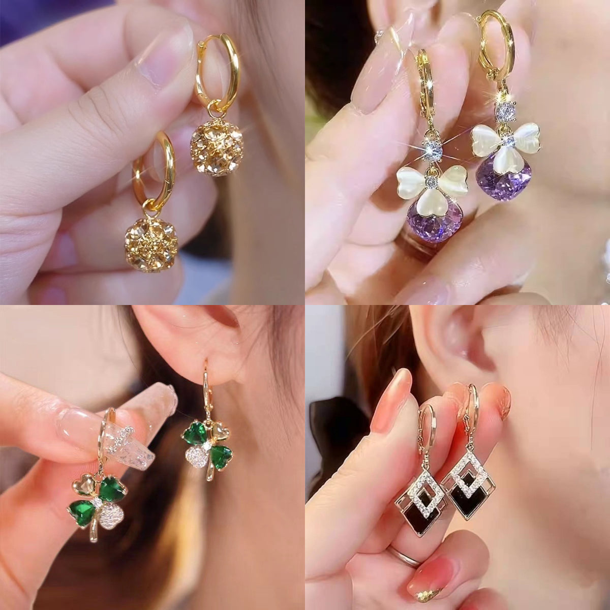 ✨【Kup 1, a 1 dostaniesz gratis】Eleganckie złote kolczyki z błyszczącymi diamentami