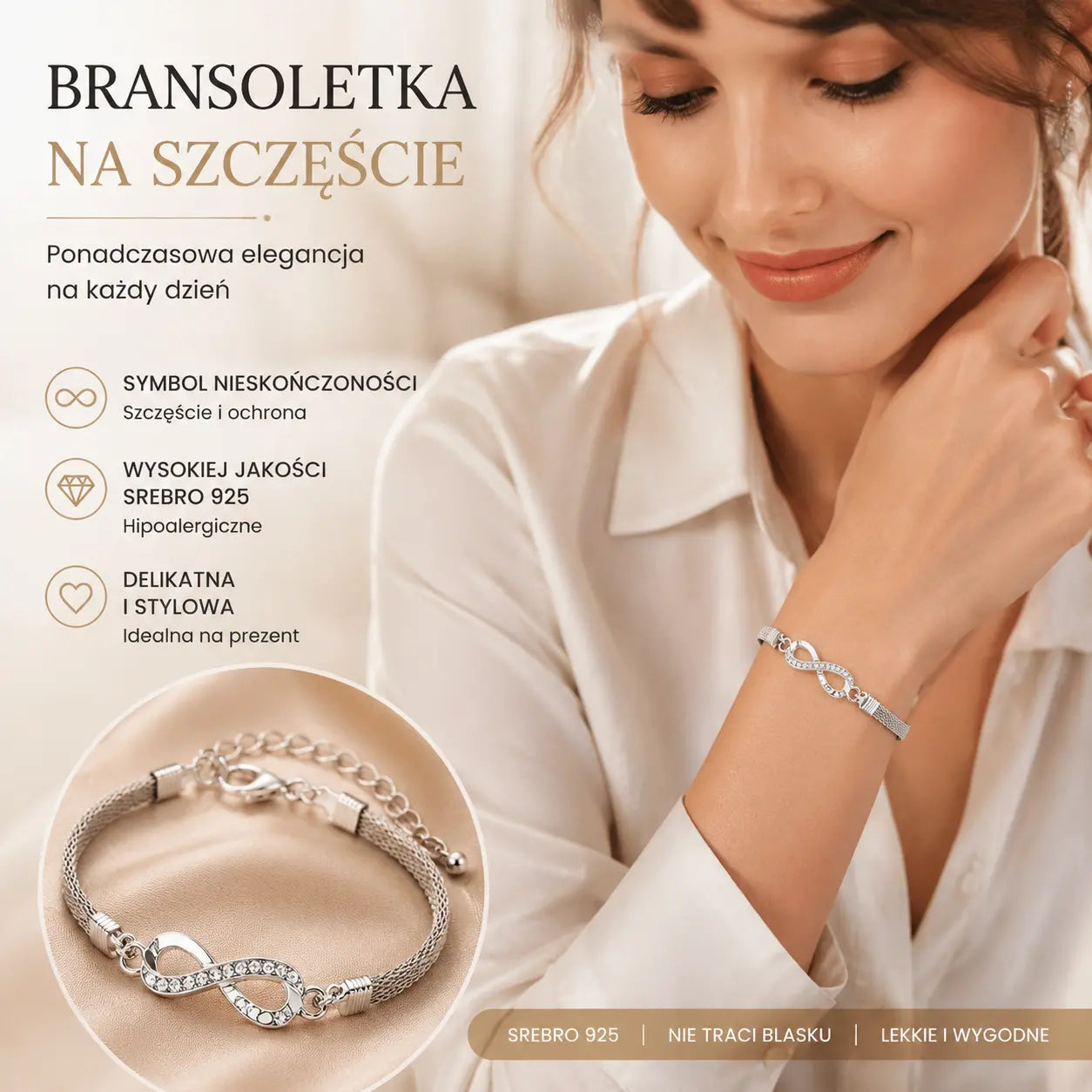 【Kup 1, a 1 dostaniesz gratis】Bransoletka na szczęście ze srebra próby 925 dla kobiet