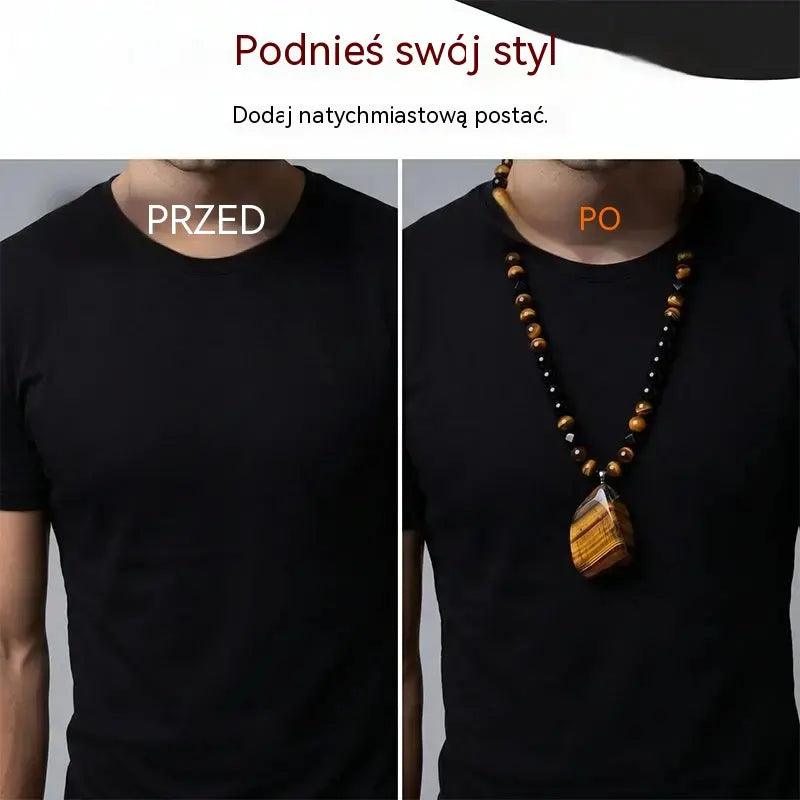 🐯Oferta ograniczona czasowo: 50% zniżki! Męski naszyjnik z naturalnych koralików tygrysiego oka