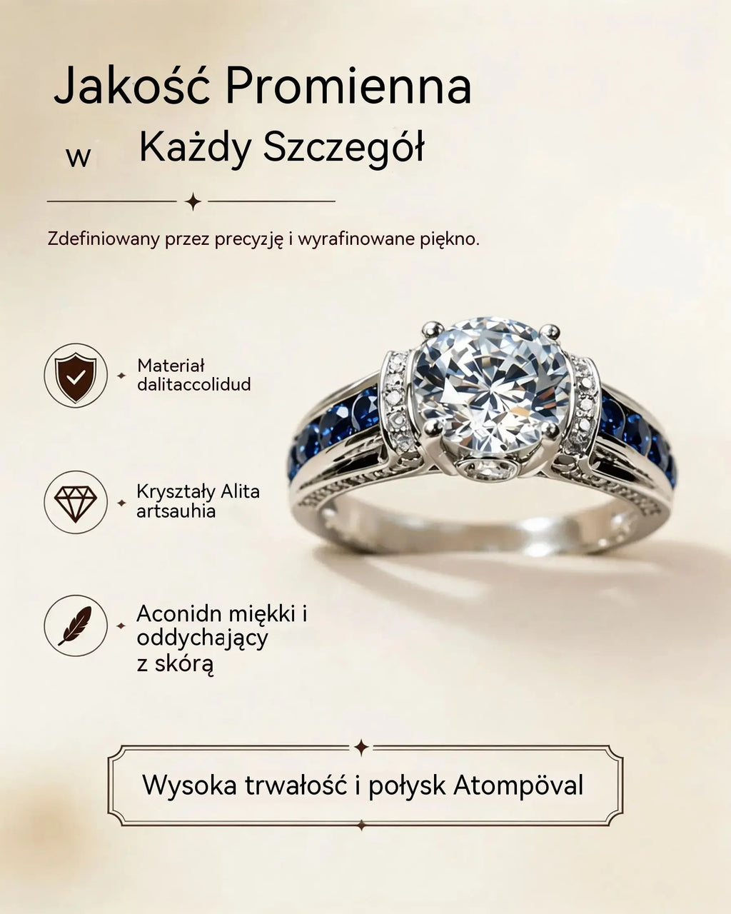[Kup 1, a drugi otrzymasz gratis] Elegancki pierścionek koktajlowy z cyrkoniami sześciennymi – olśniewający design, który rozświetli wyjątkowe chwile.