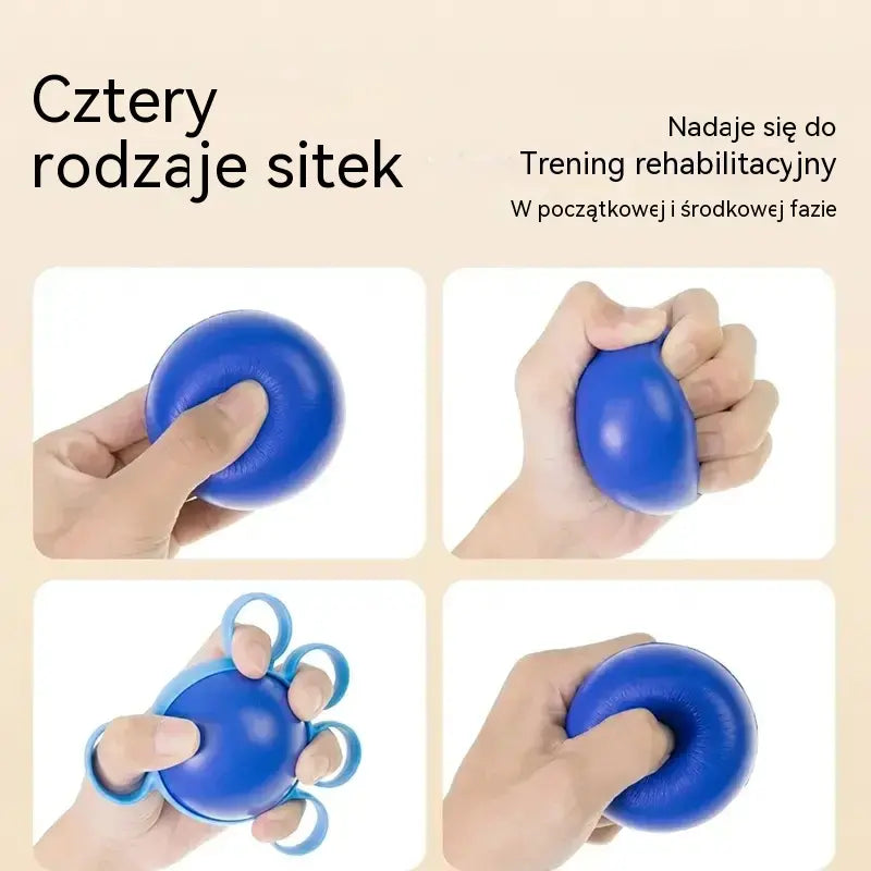 Piłka ortopedyczna do rehabilitacji palców i dłoni, z pierścieniami mocującymi, urządzenie do ćwiczeń siłowych i ruchowych dla osób starszych lub po udarze