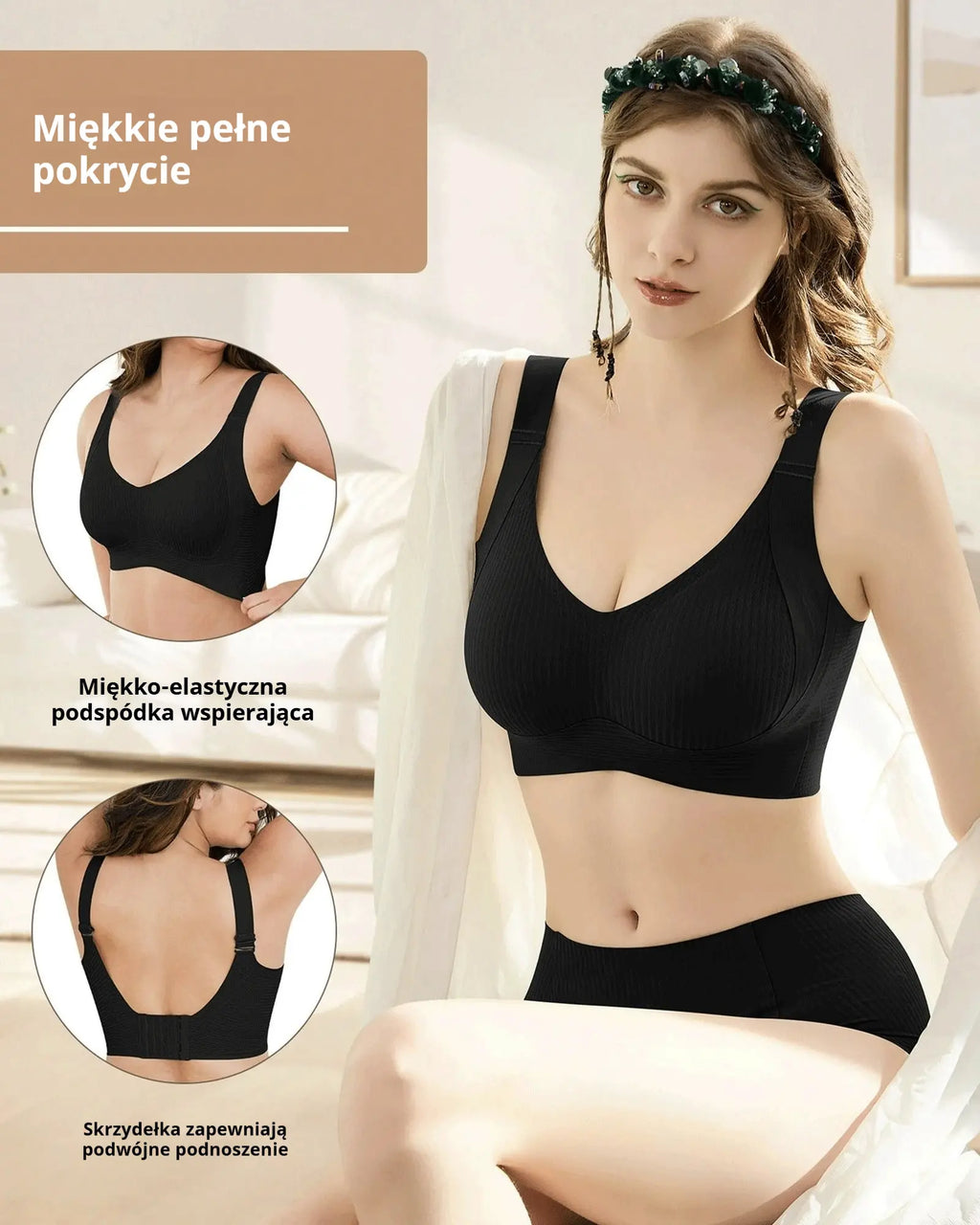 【Zestaw 4 szt.】Bezszwowy biustonosz bez fiszbin dla kobiet 【40–95 kg】