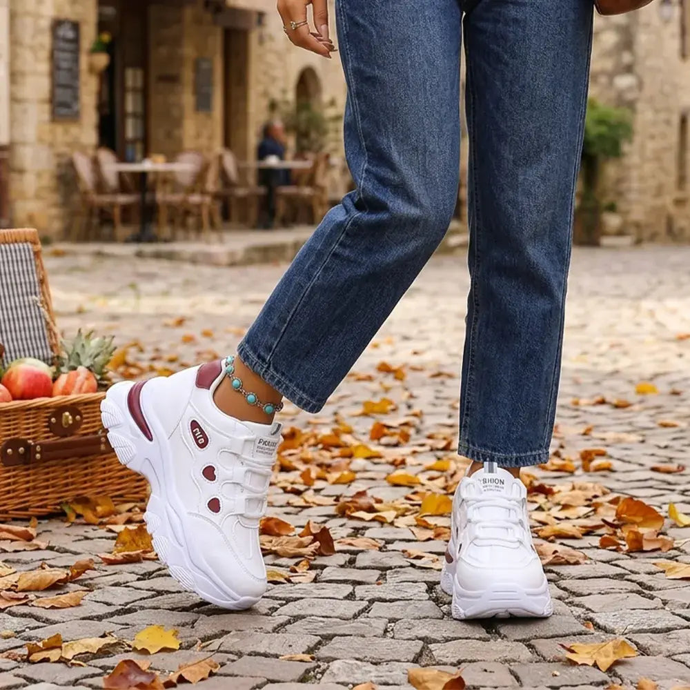【35-42】👟Damskie trampki na platformie Chunky Dad – z ukrytym klinem – sznurowane, codzienne buty sportowe w blokach kolorów 2026