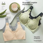 【3sztuk】Damski, bezprzewodowy, koronkowy biustonosz zapinany z przodu【40-100KG】