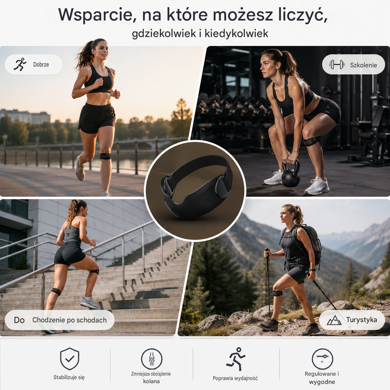 4 sztuka 99 zł🏃‍♀️ Sportowa orteza na kolano👉 Kolano potrzebuje czasu. Ta taśma Ci go zapewni.