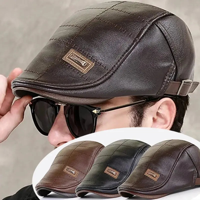 🧢Nowy, wysokiej jakości, skórzany beret na jesień i zimę w stylu retro