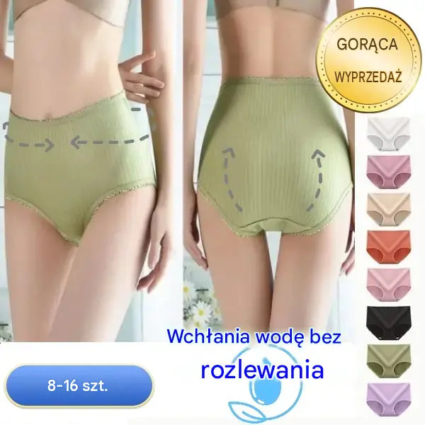 【8 sztuk 99zł】🩲 Damska wodoodporna, antybakteryjna bielizna z wysokim stanem
