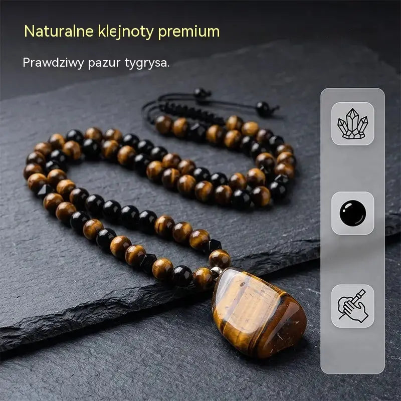 🐯Oferta ograniczona czasowo: 50% zniżki! Męski naszyjnik z naturalnych koralików tygrysiego oka