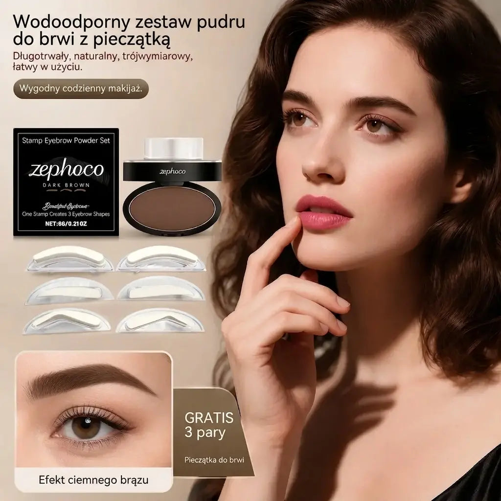 💆‍♀️Zestaw do stylizacji brwi z pudrem i stemplami 💖 zawiera trzy pary stempli w kształcie brwi.