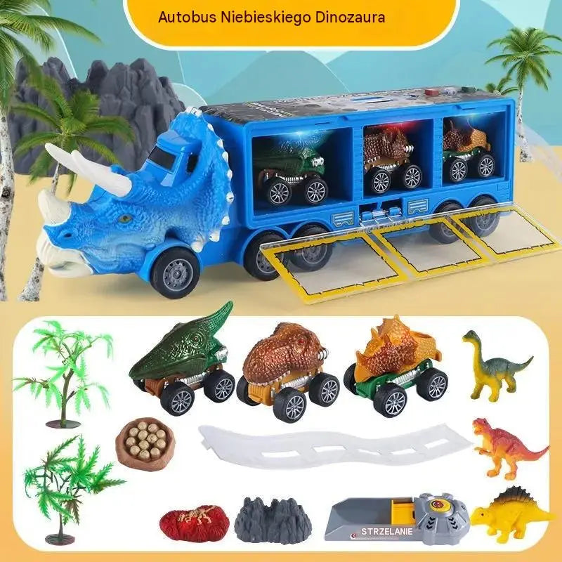 🦖🚛 Interaktywna ciężarówka do transportu dinozaurów: ze światłami, dźwiękami i ruchomymi figurkami – wybierz się na pełną wrażeń prehistoryczną przygodę!