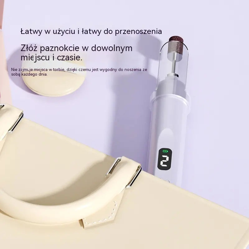 Elektryczny pilnik do paznokci 2 w 1 z lampą LED (lampa do utwardzania + 5 końcówek polerujących)