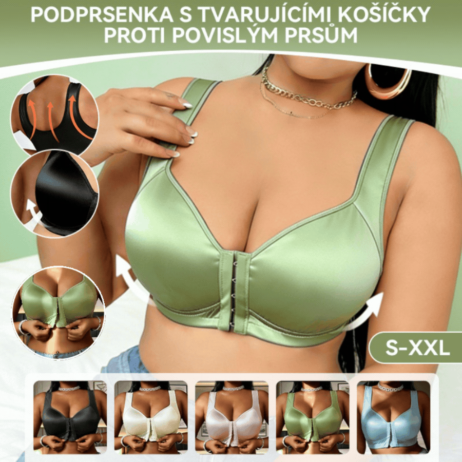 Biustonosz push-up dla kobiet w dużych rozmiarach, bez fiszbin, z zapięciem z przodu i zapobiegający zwisaniu