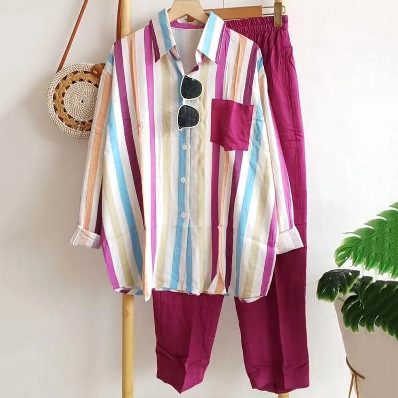 🌸[S-5XL]  Damski prążkowany casualowy komplet dwuczęściowy (wiosna–lato)