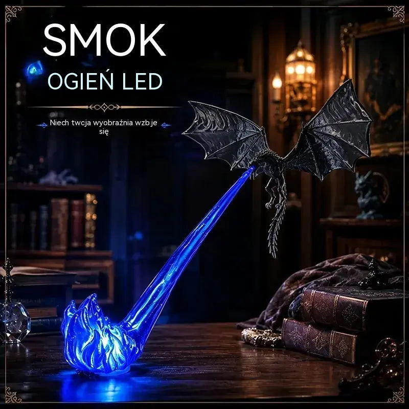 🐉🔥 Lampa LED 3D z ziejącym ogniem smokiem | Dekoracja biblioteczna z fantazją i blaskiem
