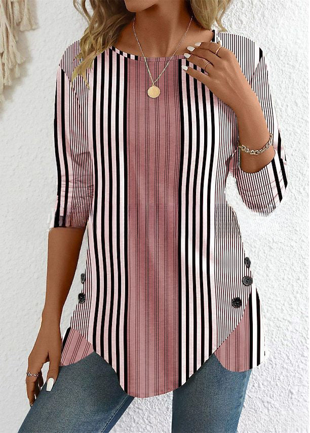 ✨45% OFF🔥【Ograniczona ilość】【S-5XL】2026 Nowa wiosenna, modna, swobodna, drukowana koszula damska w paski