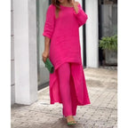 45% OFF【S-3XL】2026 nowy modny bawełniany i lniany swobodny duży rozmiar, długie rękawy, szerokie spodnie, dwuczęściowy garnitur