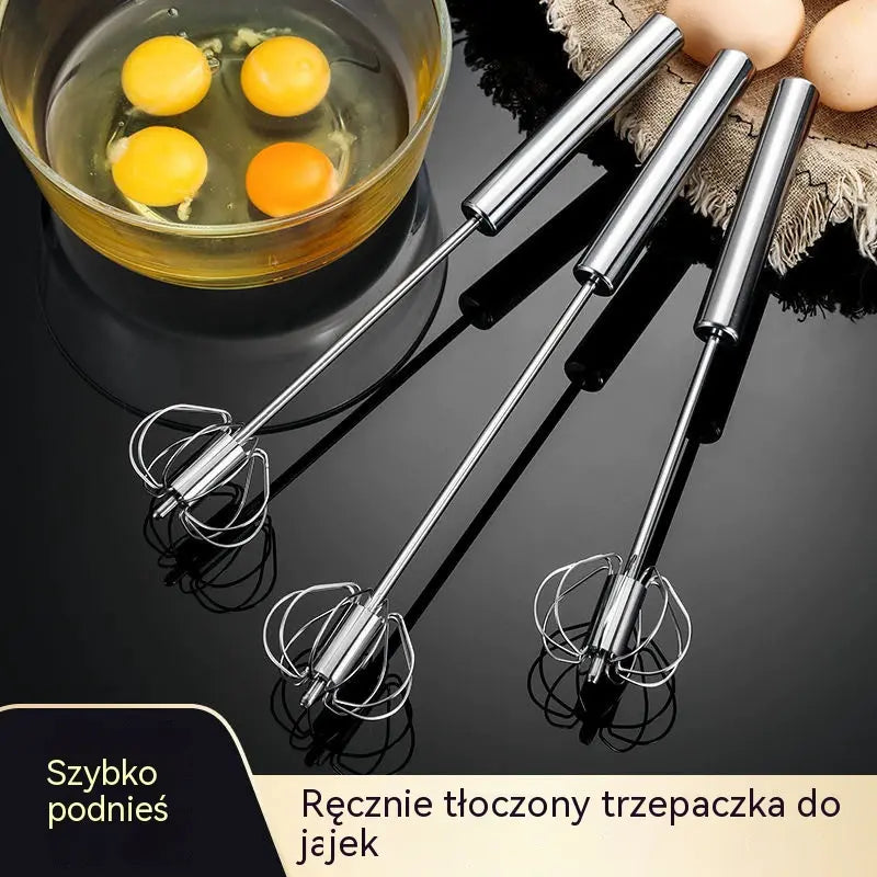 [zestaw 2 szt.] Półautomatyczna trzepaczka do jajek ze stali nierdzewnej