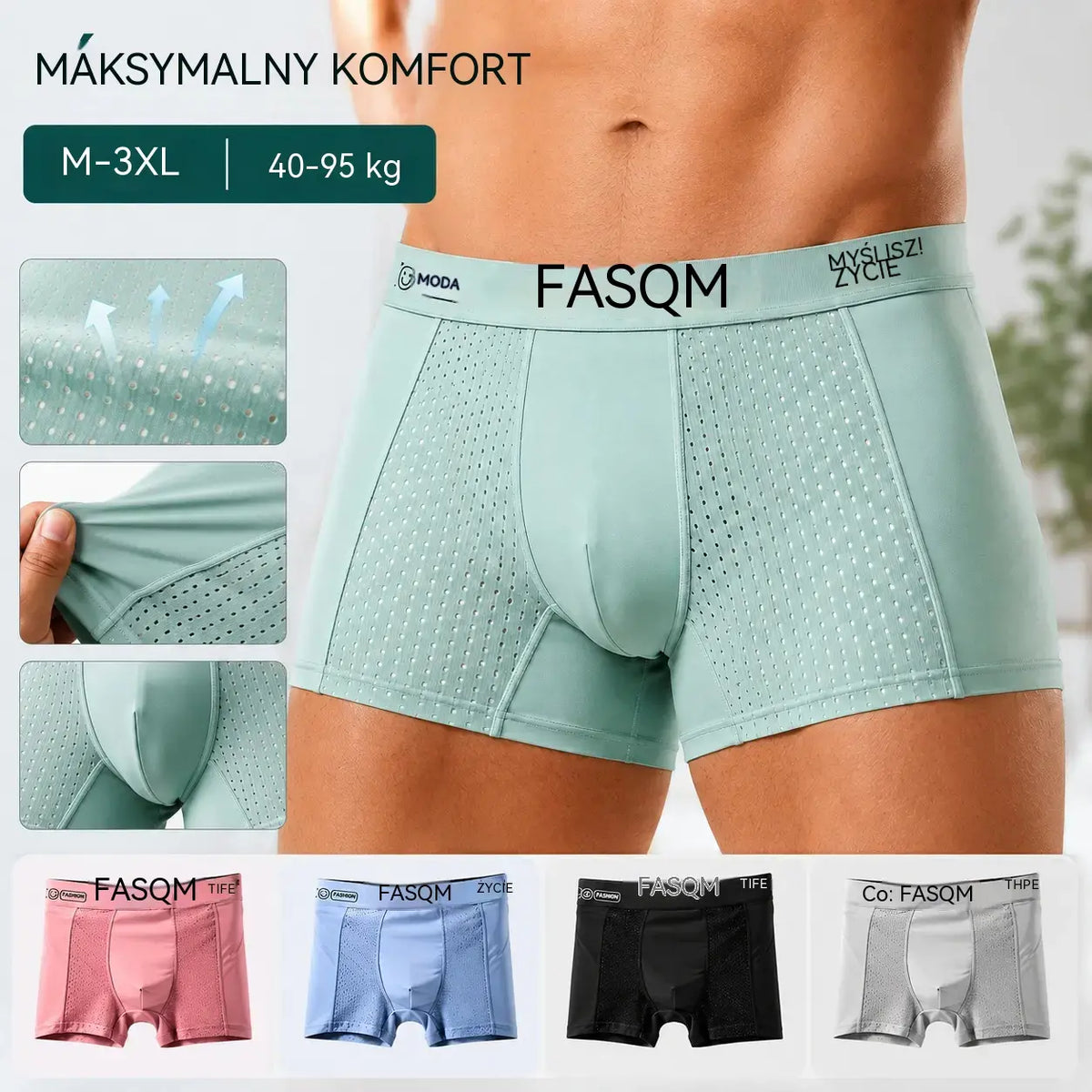 【Kup 3, otrzymaj 3 gratis】【L-4XL】Męskie bokserki z oddychającej siateczki