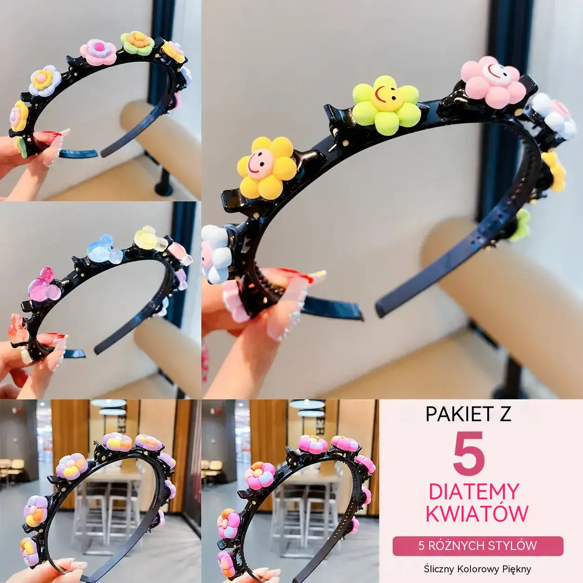 👑【5 sztuka 】Patyczki, spinacze i plecione wstążki dla dziewczynek