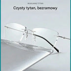 👓 Wysokiej jakości, niezwykle lekkie i przejrzyste profesjonalne okulary bezramkowe z ochroną przed niebieskim światłem. Wzornictwo unisex.