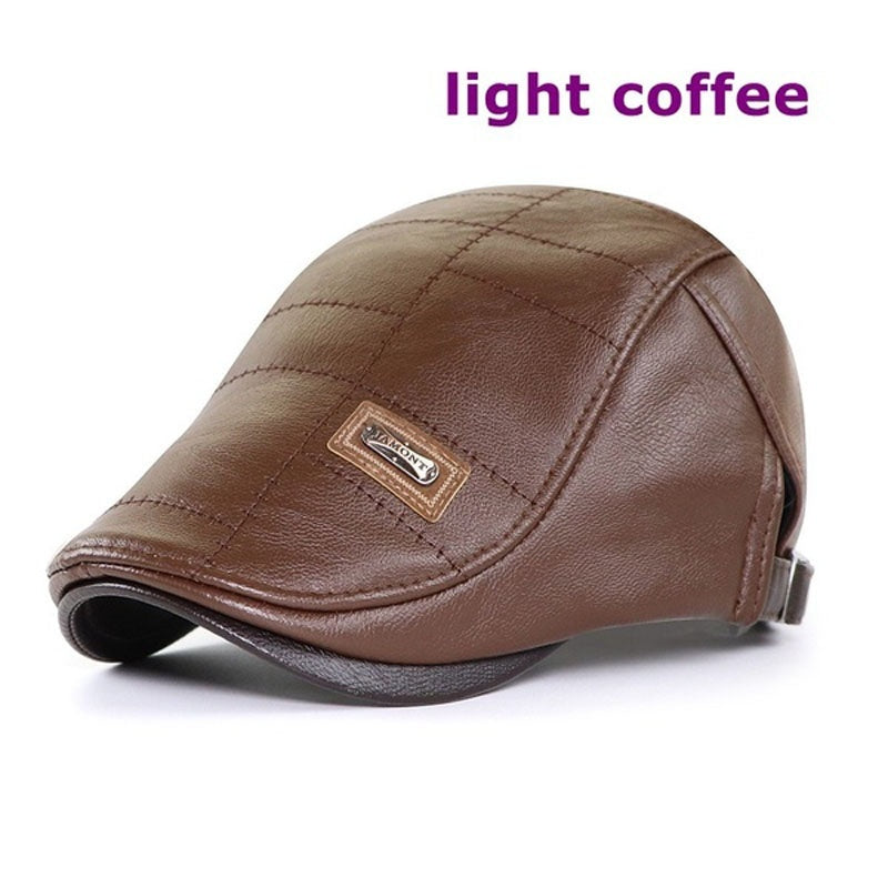 🧢Nowy, wysokiej jakości, skórzany beret na jesień i zimę w stylu retro