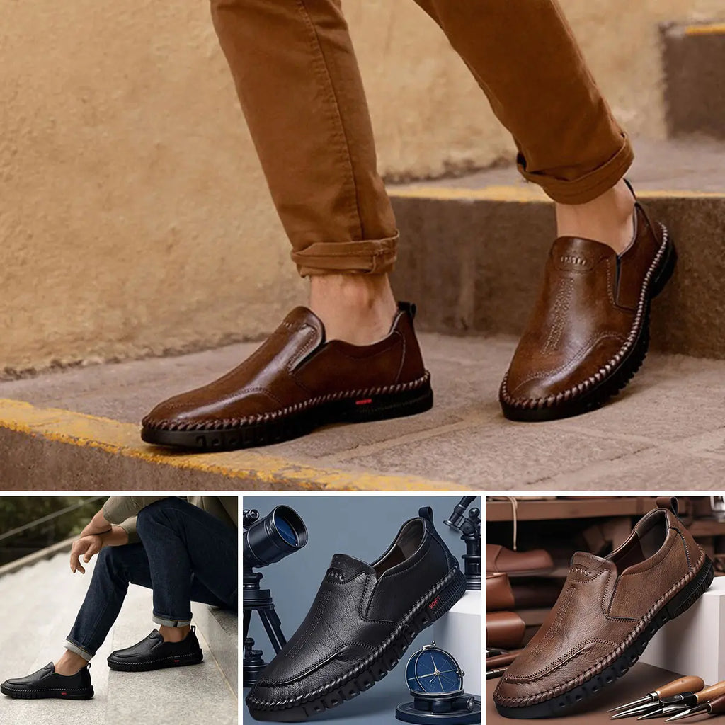 【39-44】Lekkie Męskie Półbuty Skórzane Antypoślizgowe Wygodne Buty Codzienne