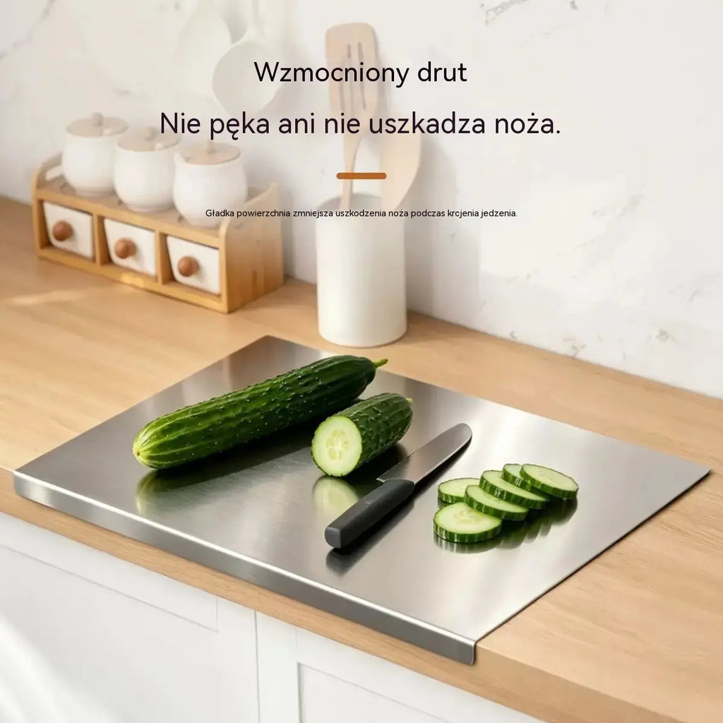 🔪 Deska do krojenia ze stali nierdzewnej ze składanymi krawędziami – pogrubiona, wielofunkcyjna konstrukcja, odpowiednia zarówno do profesjonalnych kuchni, jak i do użytku domowego 🍽️