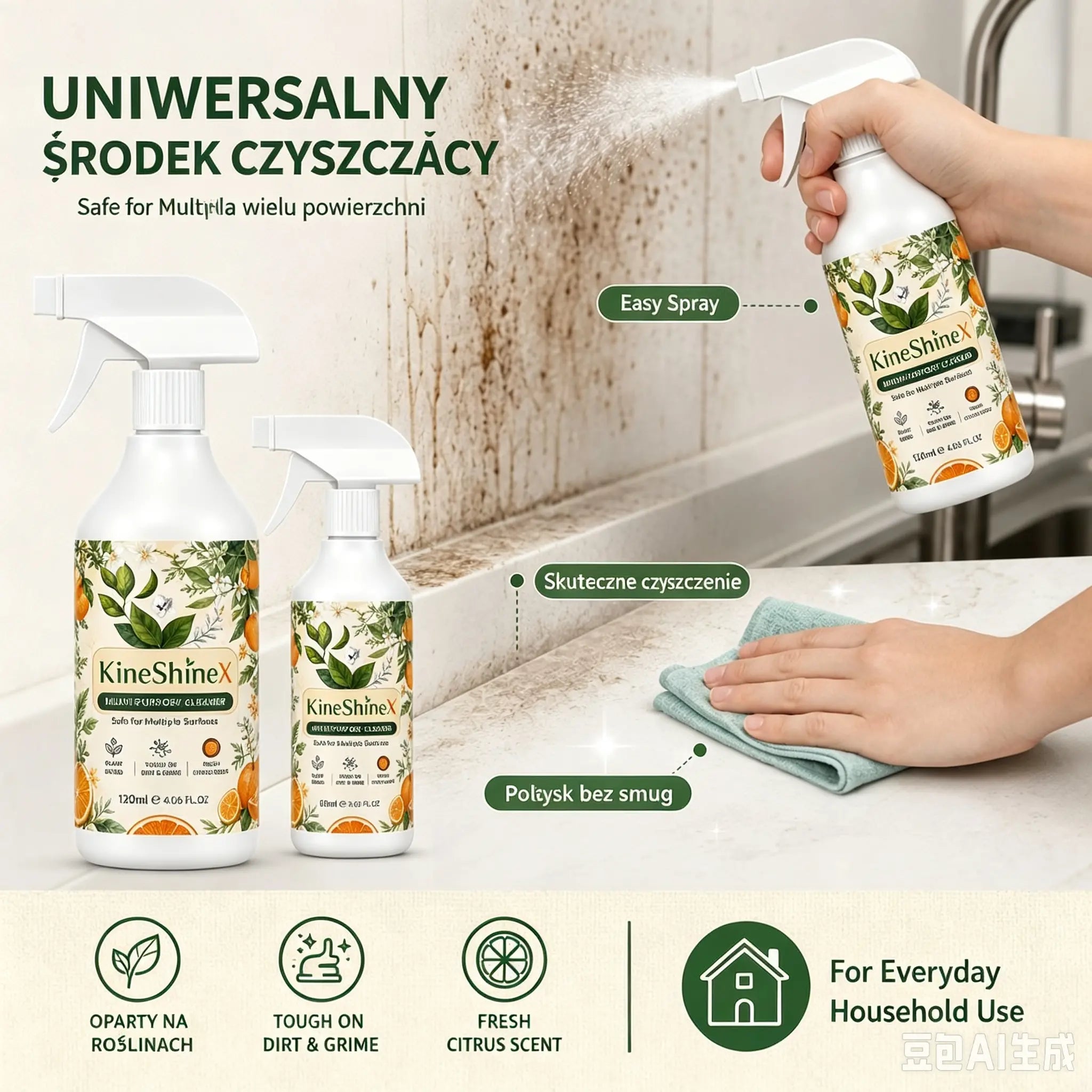 🍊[Zapach pomarańczy]Silny, wielofunkcyjny spray do usuwania oleju – zmniejsza szorowanie, ułatwiając czyszczenie
