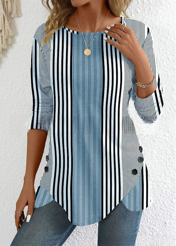 ✨45% OFF🔥【Ograniczona ilość】【S-5XL】2026 Nowa wiosenna, modna, swobodna, drukowana koszula damska w paski