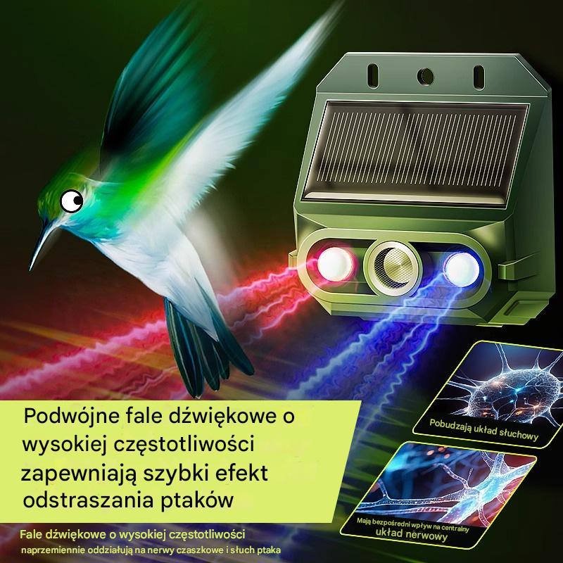 🔥Odstraszacz ptaków ultradźwiękowy zasilany energią słoneczną do użytku na zewnątrz z migającym światłem podczerwonym, z czerwoną i niebieską diodą LED