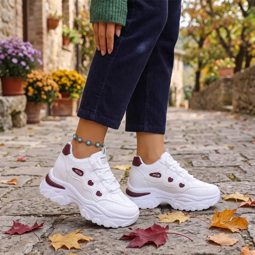 【35-42】👟Damskie trampki na platformie Chunky Dad – z ukrytym klinem – sznurowane, codzienne buty sportowe w blokach kolorów 2026