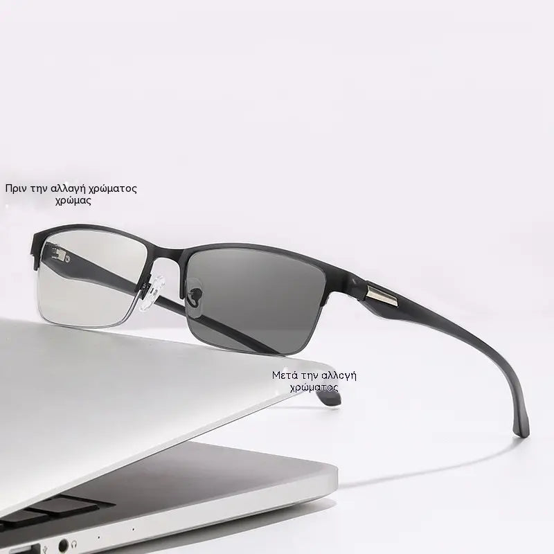 Nowe okulary do czytania półoprawkowe dla osób w średnim i starszym wieku, z funkcją zoom, multifocal, światłoczułe, fotochromowe i blokujące niebieskie światło