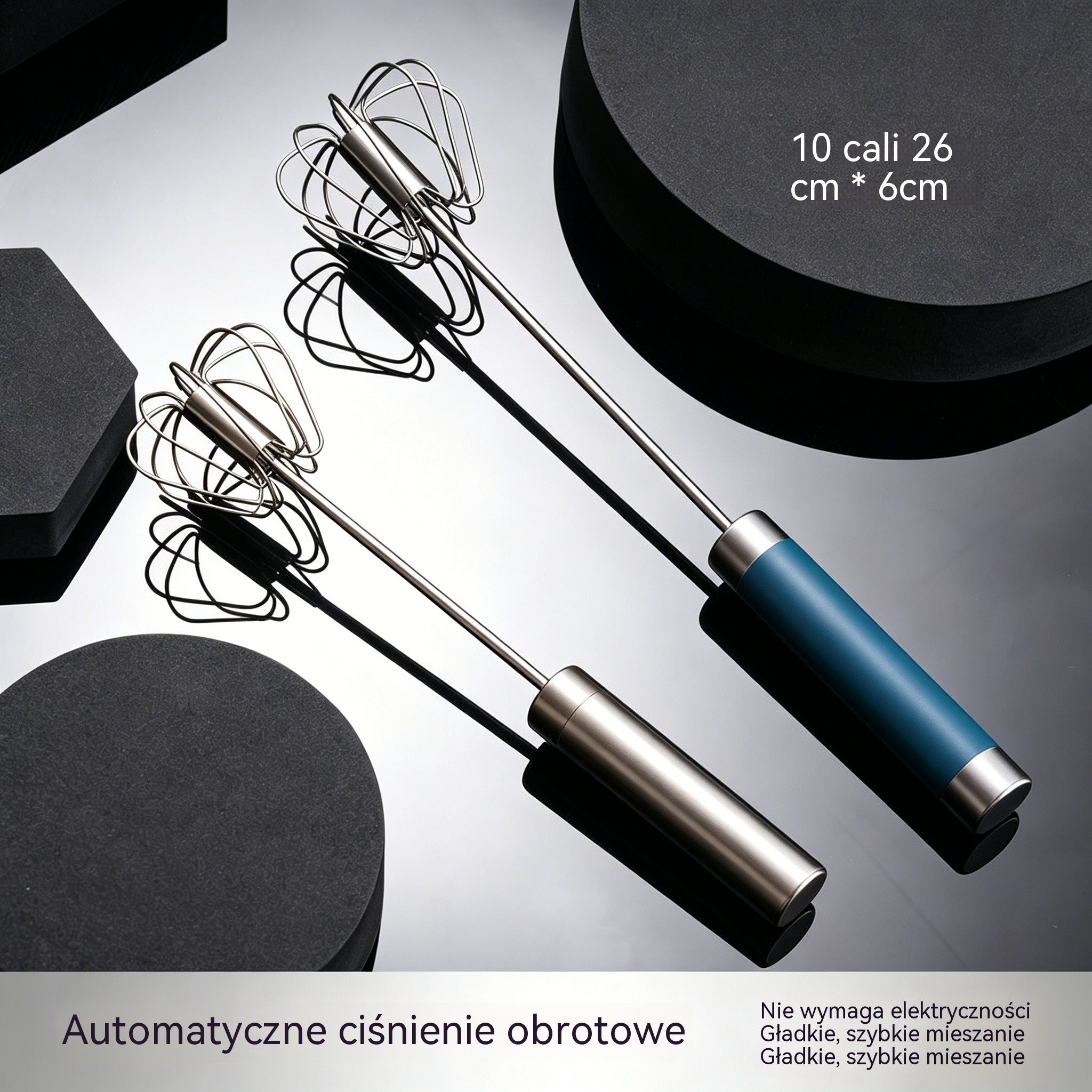 Kup 1 + 1 GRATIS! Stalowa trzepaczka półautomatyczna – szybkie mieszanie, mniej wysiłku, bez baterii